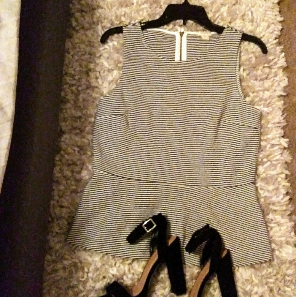 J.Crew black & white fitted sleeveless top